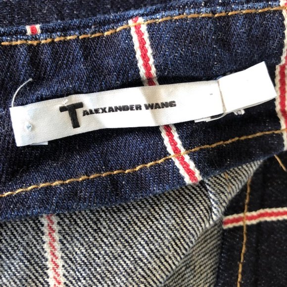 T by Alexander Wang 100% Cotton Denim Mini Skirt‎ Red/White Stripe Sz 2 - EUC - Picture 4 of 6